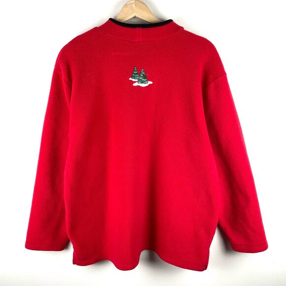 Vintage C&B Sport Fleece Winter Cabin Sweatshirt Christmas Sweater Red Mockneck - Picture 4 of 11